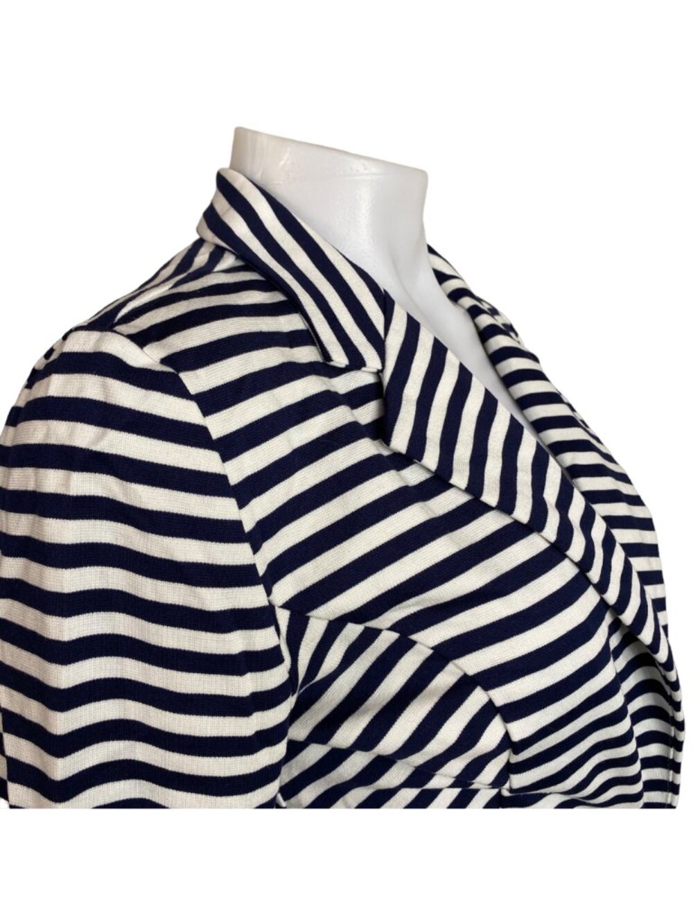 Striped Navy & White Blazer Jacket Womens Small Body Central Rayon Blend - Picture 5 of 10